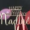 Caketopper "Happy xth Birthday" mit Name, mit Deko