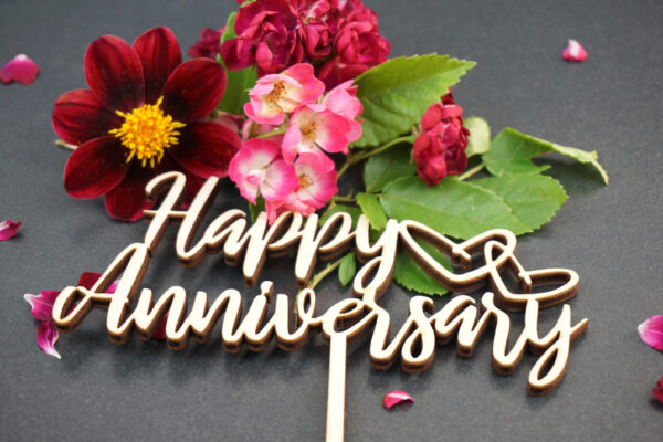 Happy Anniversary Topper mit Blumendeko
