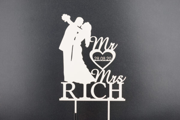 Brautpaar Mr&Mrs Name Herz Datum Topper