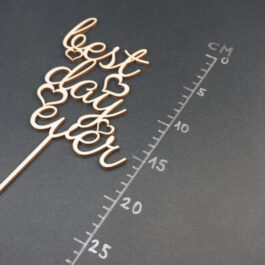 Caketopper "best day ever" mit Herzen Maße 2